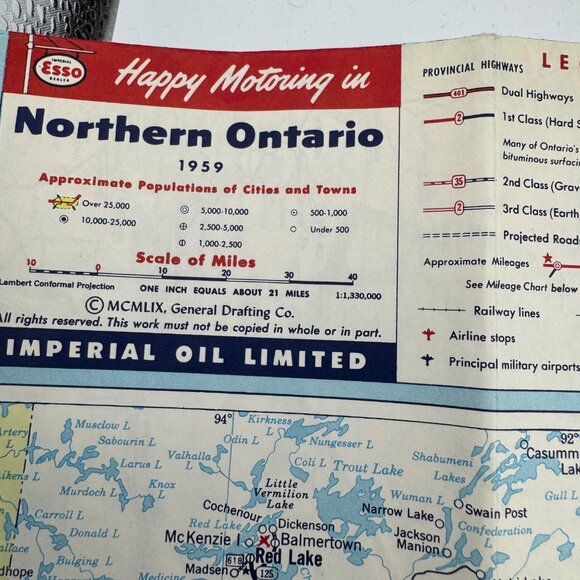 Vintage 1959 Esso Ontario Road Map Featuring Provincial Parks & Travel Info - Picture 4 of 5
